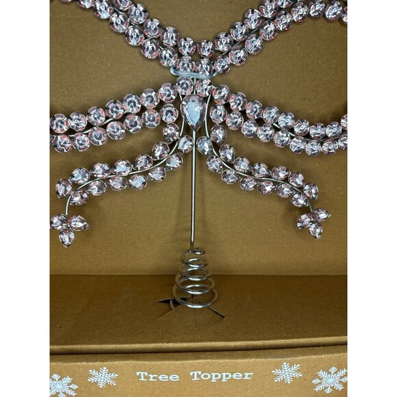 Pink Bow Rhinestone Jeweled Tree Topper - Picture 4 of 4